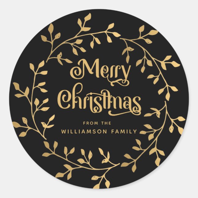 Moderner Goldweihgabend Schwarzer Umschlag Aufkleb Runder Aufkleber (Vorderseite)