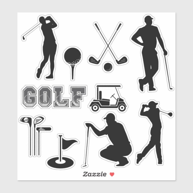 Moderner Golf in Schwarz Aufkleber (Blatt)
