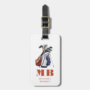 Moderner Golfer Sport Monogramm Gepäckanhänger