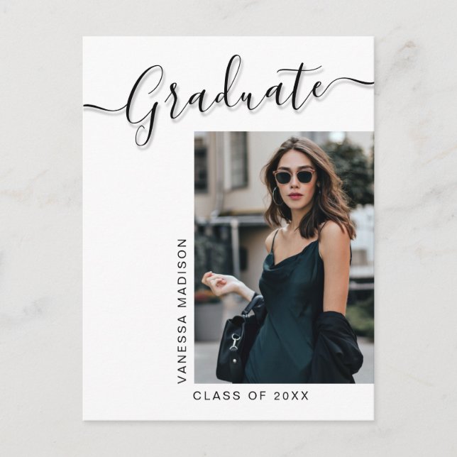 Moderner Grad | 1 Foto Elegantes Skript Postkarte (Vorderseite)