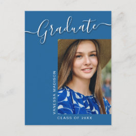 Moderner Grad | Blue 1 Foto Elegantes Script Postkarte