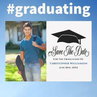 Moderner Grad Foto Abschluss Save The Date