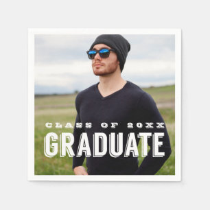 Moderner Grad Foto Personalisierter Abschluss Serviette