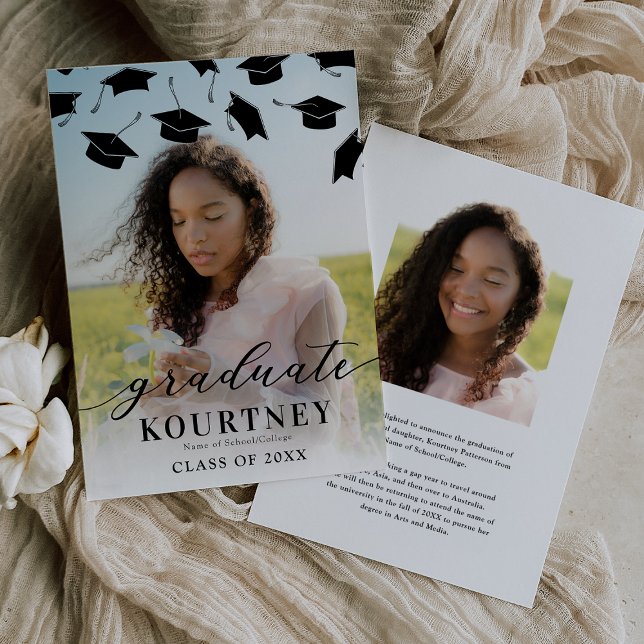 Moderner Graduate Cap 2 Foto Abschluss Ankündigung (Von Creator hochgeladen)