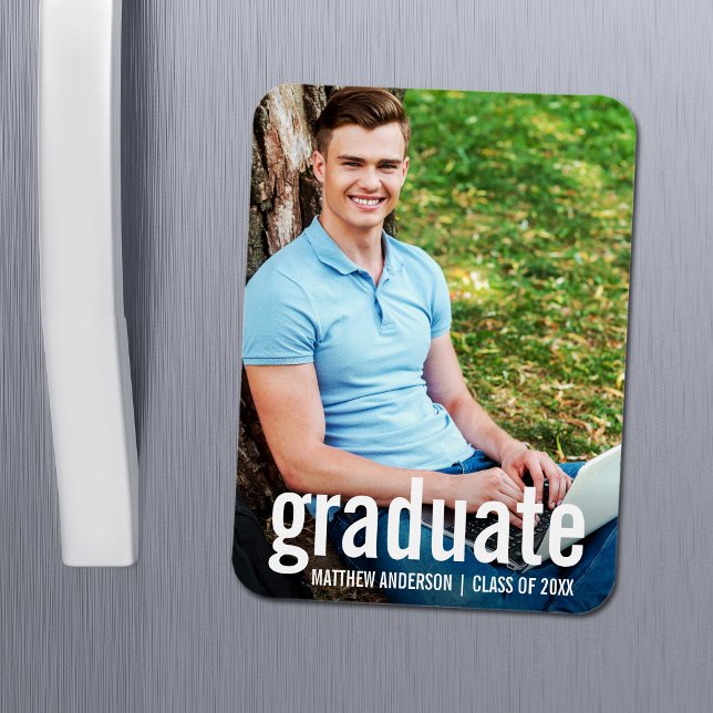 Moderner Graduate Foto Abschluss Magnet (Customize to change text size or text style.)