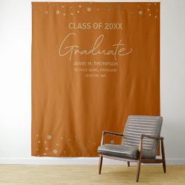 Moderner Graduate Script Orange Gold Abschluss Wandteppich