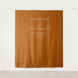 Moderner Graduate Script Orange Gold Abschluss Wandteppich