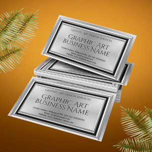 Moderner Grafikdesigner Silber Schwarz Deco Visitenkarte