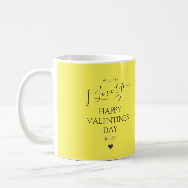 Moderner Graue und gelbe Foto Valentinstag Kaffeetasse (Links)