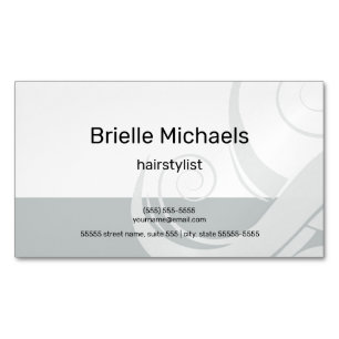 Moderner grauer Friseur-Stil Scroll Magnetische Visitenkarte