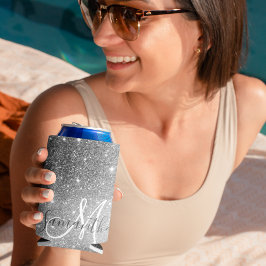 Moderner grauer Glitzer Glitzern Personalisiert Na Dosenkühler