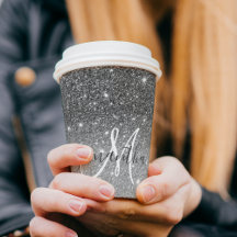 Moderner grauer Glitzer Glitzern Personalisiert Na
