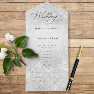 Moderner grauer Marmor Minimal Kein Abendessen All In One Einladung