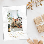 Moderner grauer Marmor Zwei Foto Weihnachten<br><div class="desc">Moderner grauer Marmor Zwei Foto Weihnachtskarte</div>