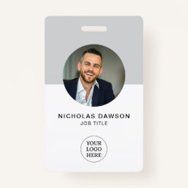 Moderner Grauer Office Mitarbeiter Foto ID Card QR Ausweis