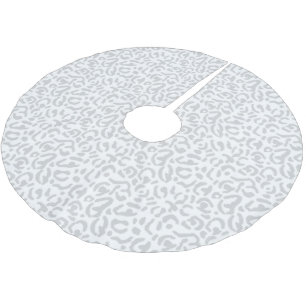 Moderner Grauer und weißer Schneeleopard Weihnacht Polyester Weihnachtsbaumdecke