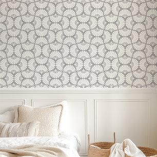 Moderner Graupalmenlüfter mit weißem Ogee Tapete