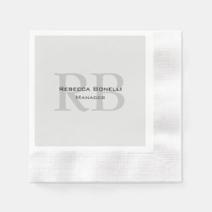 Moderner Gray Monogram Manager Add Name Initials h Serviette