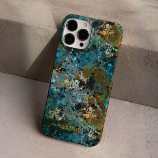 Moderner Green Blue Camouflage Army Masculine Indi iPhone 16 Pro Hülle