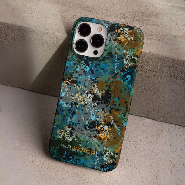 Moderner Green Blue Camouflage Army Masculine Indi Case-Mate iPhone Hülle (Von Creator hochgeladen)