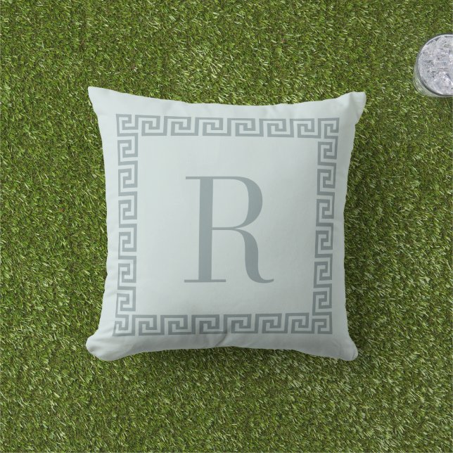 Moderner griechischer Schlüsselrahmen Monogram Dus Kissen (Golfball-Marker)