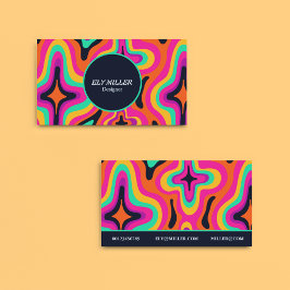 Moderner Groovy farbiger Retro-Regenbogen Abstrakt Visitenkarte