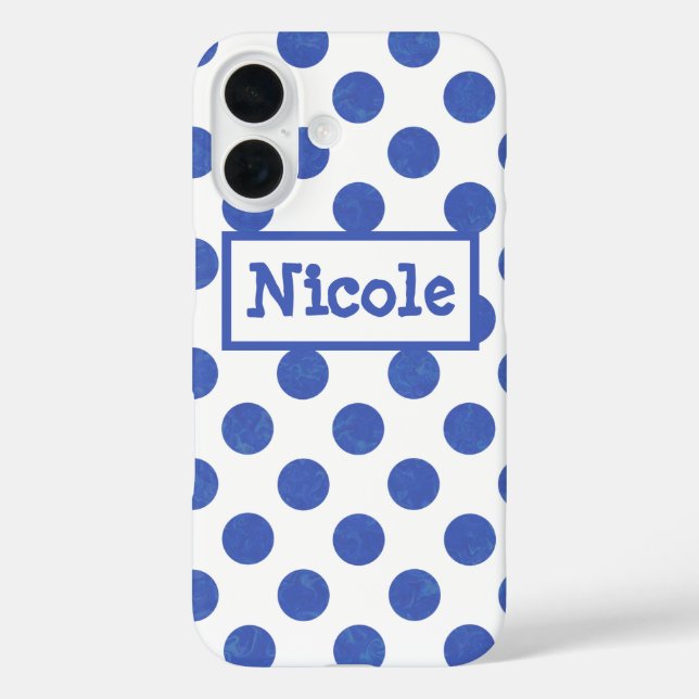 Moderner großer Blue-Polka-Dot Case-Mate iPhone Hülle (Rückseite)