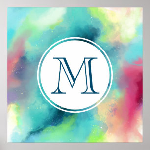 Moderner Grün- und Rothalsnebel Poster