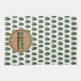 Moderner Grün-Weiß-Weihnachtsbaum Geschirrtuch