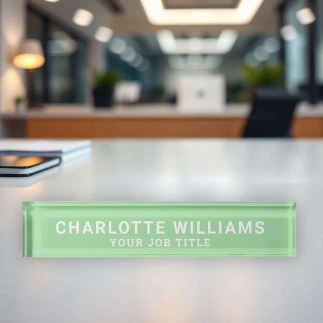 Moderner Grüne Büroangestellte Namensplakette (Von Creator hochgeladen)