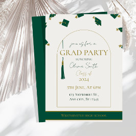 Moderner grüner Abschluss Einladung | Anpassbar