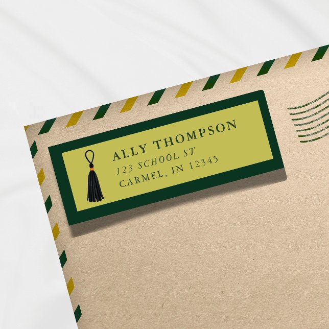 Moderner grüner Abschlusskappen-Quast (Modern Green Graduation Cap Tassel Label)