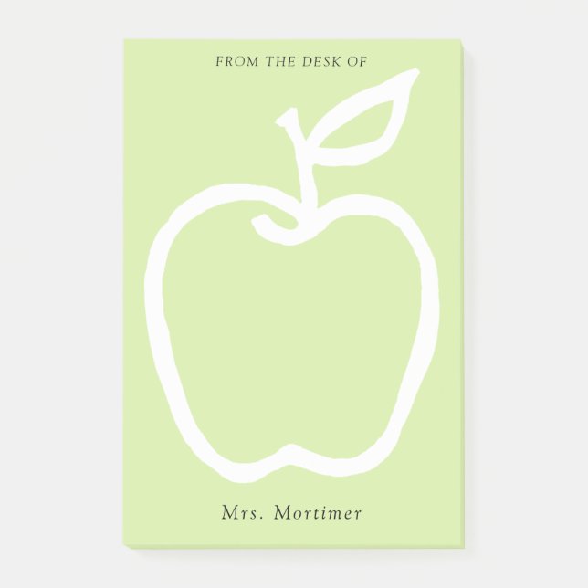 Moderner grüner Apple-Lehrer Von der Schreibtisch  Post-it Klebezettel (Vorderseite)