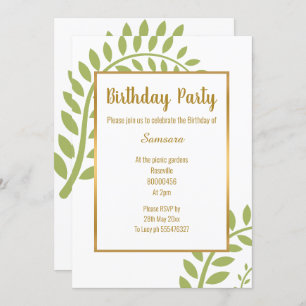 MODERNER GRÜNER BOTANISCHER FERN WEISSER GEBURTSTA EINLADUNG