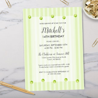 Moderner Grüner Country Club Tennis Geburtstag Einladung