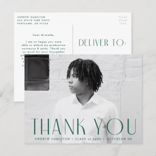 Moderner grüner Foto Abschluss Vielen Dank Postkarte