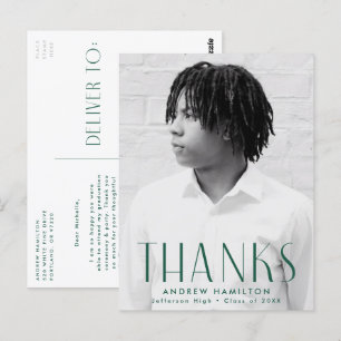 Moderner grüner Foto Abschluss Vielen Dank Postkarte