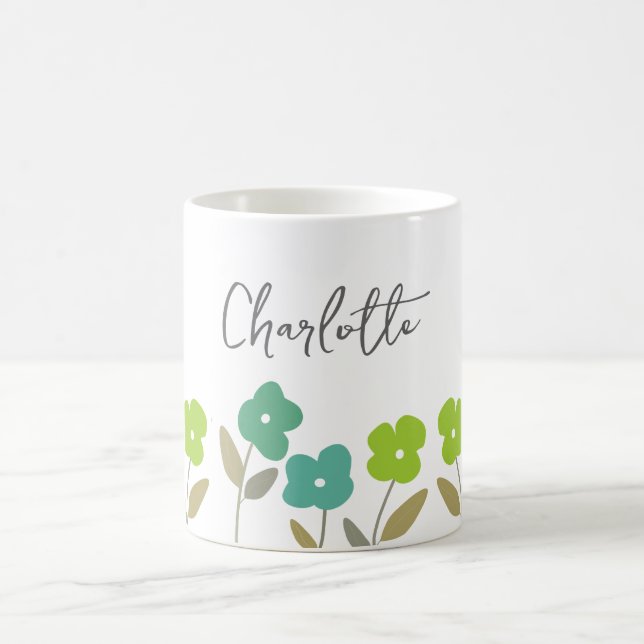 Moderner Grüner Frühling Blumenblüten Individuelle Kaffeetasse (Mittel)