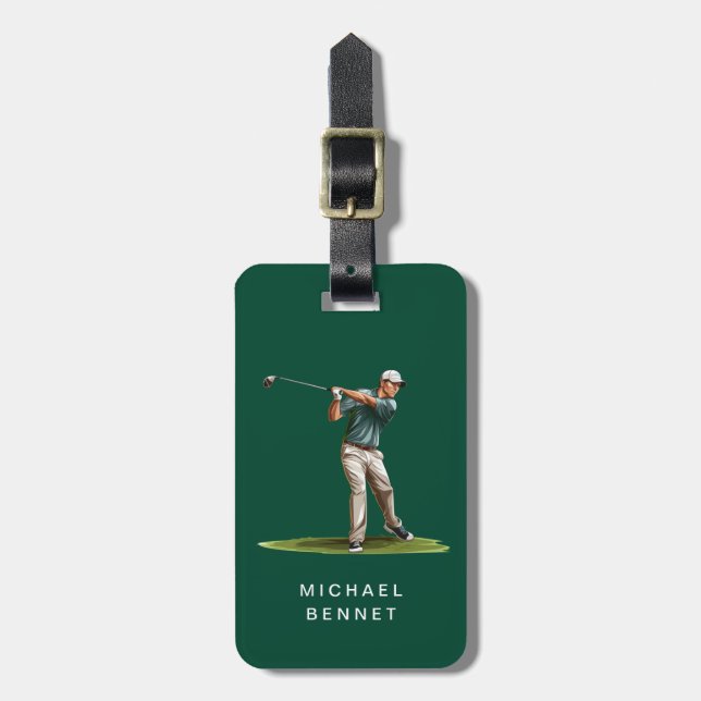 Moderner grüner Golfsport Gepäckanhänger (Vorderseite vertikal)