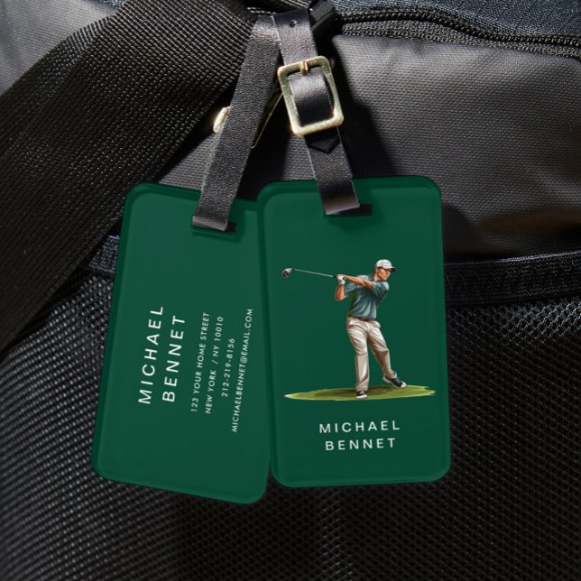 Moderner grüner Golfsport Gepäckanhänger (Modern Green Golfer Sport Luggage Tag)