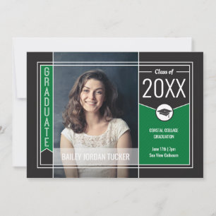 Moderner Grüner Graduate Foto Abschluss Ankündigung