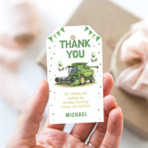 Moderner grüner Landwirt Traktor 1. Geburtstag