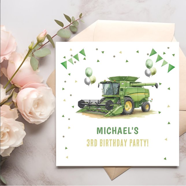 Moderner grüner Landwirtstraktor 3. Geburtstag Serviette (Von Creator hochgeladen)