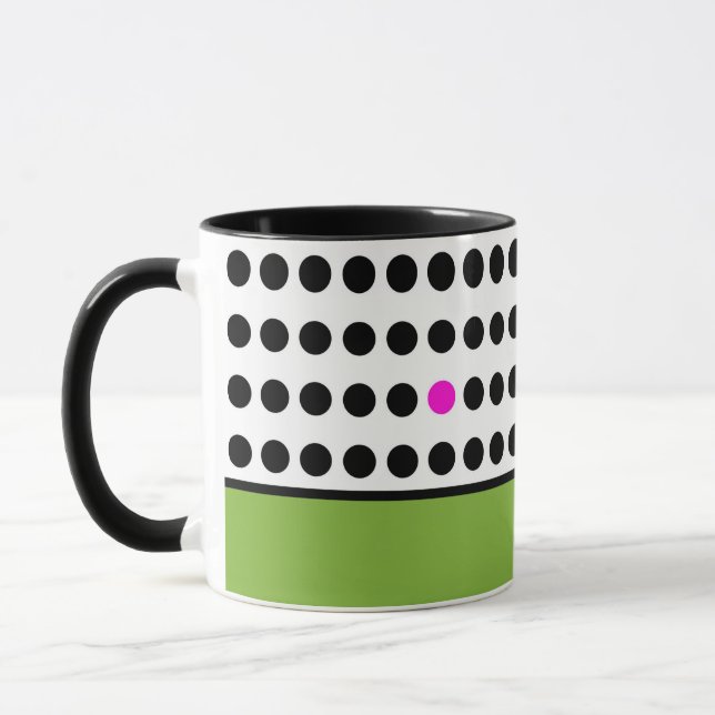 Moderner, grüner Polka-Dots-Farbblock Tasse (Links)