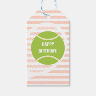 Moderner grüner Tennisball gestreift Geburtstag pi Geschenkanhänger