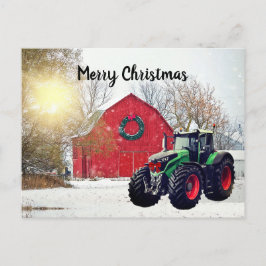 Moderner Grüner Traktor, Barnyard Weihnachten Postkarte