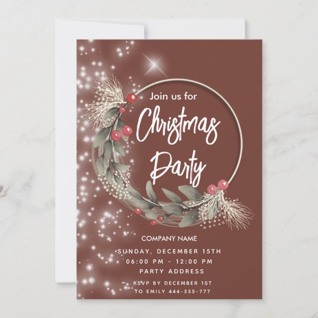 Moderner Grünkranz Einladung (Vorderseite)