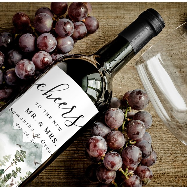 Moderner Grünwald | Aquarellbäume Weinetikett (Von Creator hochgeladen)