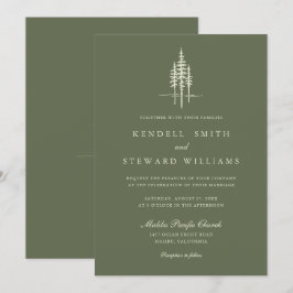 Moderner Grünwald Rustikale Hochzeitseinladung Einladung