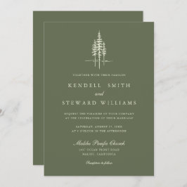 Moderner Grünwald Rustikale Hochzeitseinladung Einladung